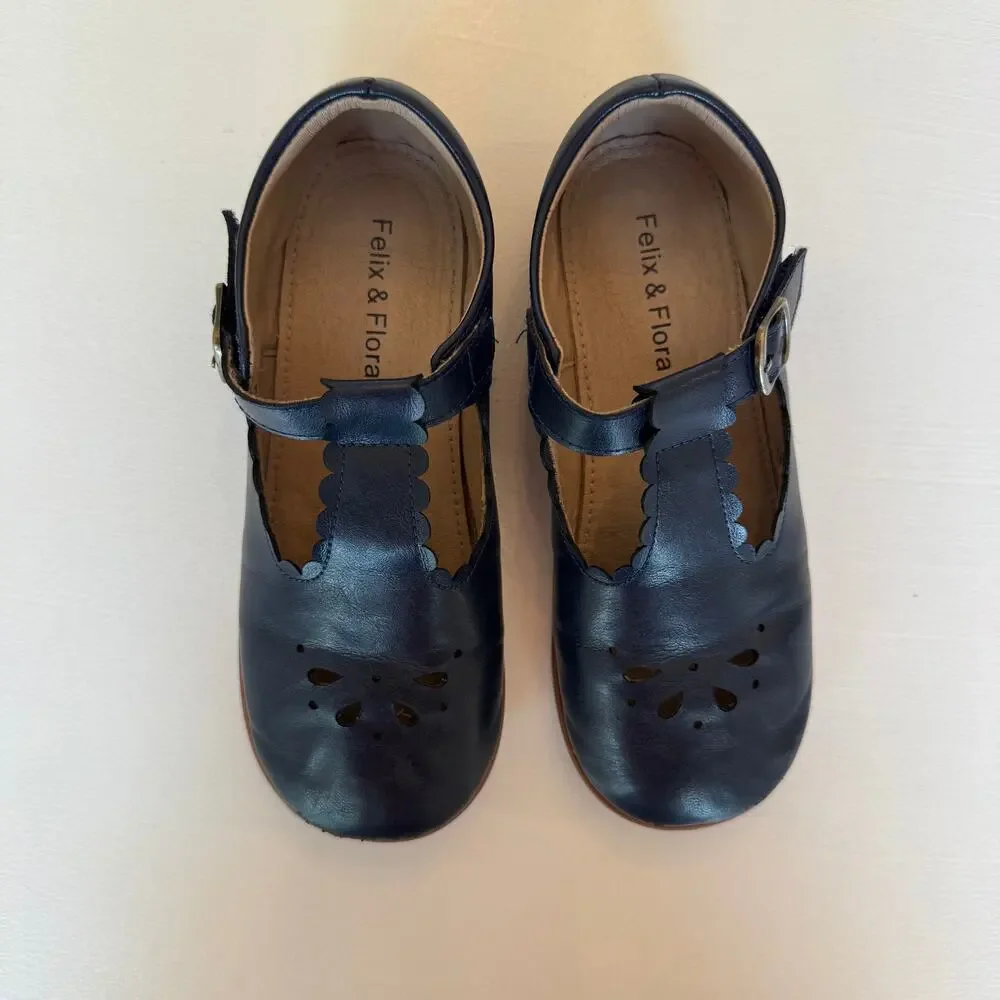 Felix and Flora Mary Jane Navy Blue Ballet Flats Shoes Girls Size 2 Velcro